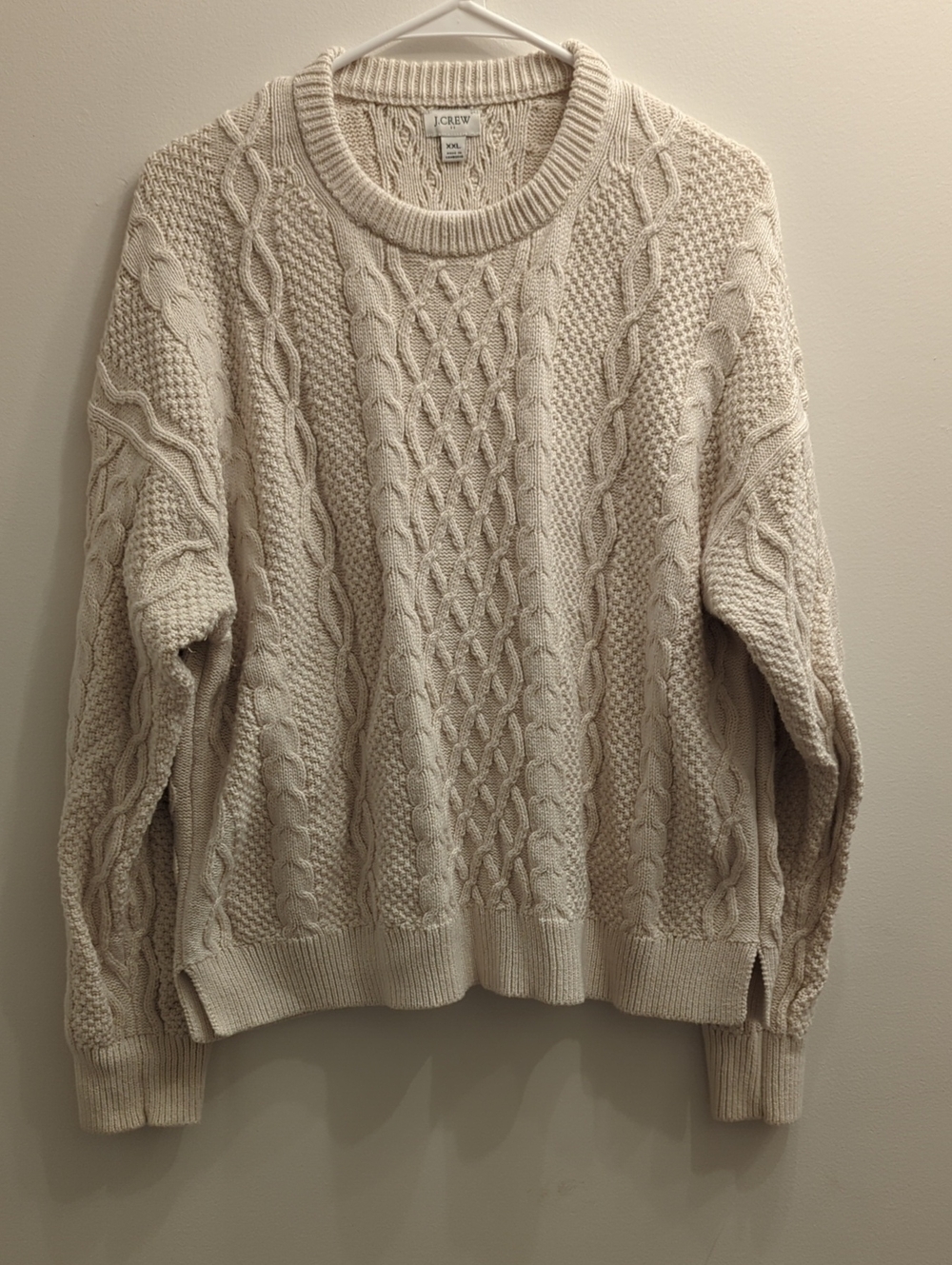 J. Crew Cream Cable Crewneck Sweater, Women's XXL